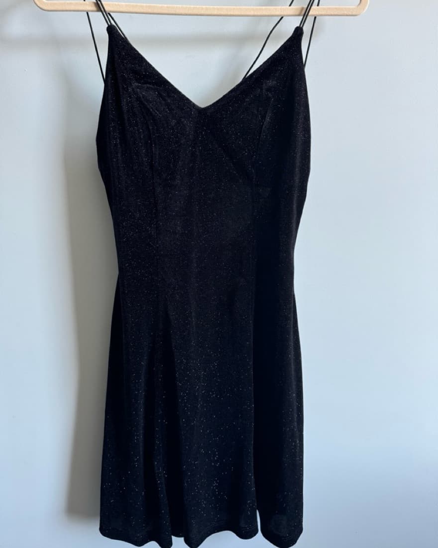 Black Sparkly Spaghetti Strap Dress - Image 3