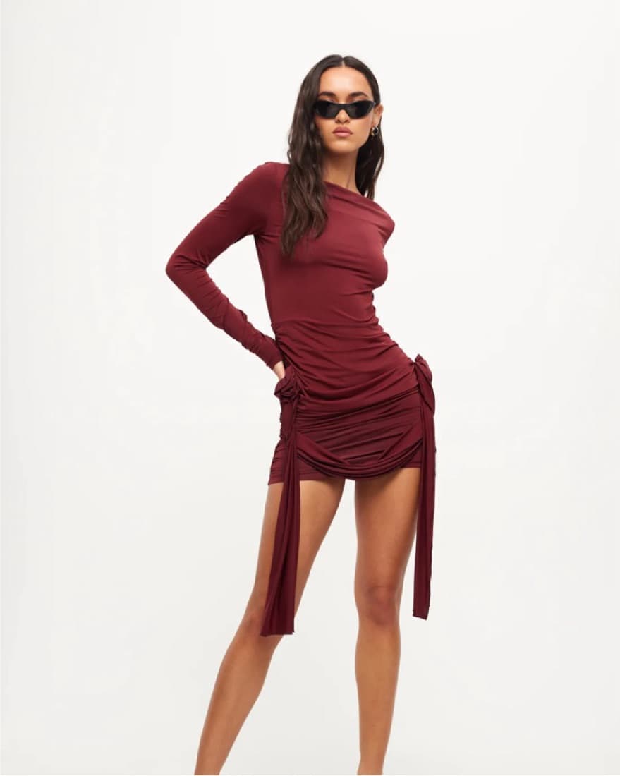 Lioness Glory Mini Dress in Garnet - Image 3