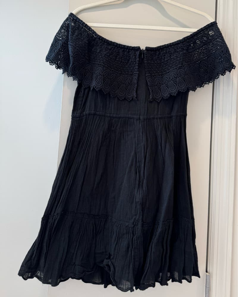 Loveshackfancy Black Off Shoulder Dress - Image 4
