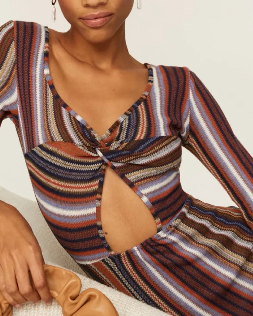 Something Navy Metallic Stripe Dress - Image 4