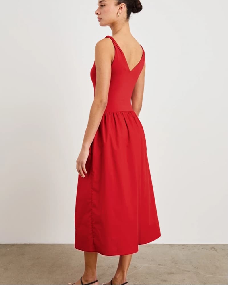 Vibrant Red Midi Dress - Image 3