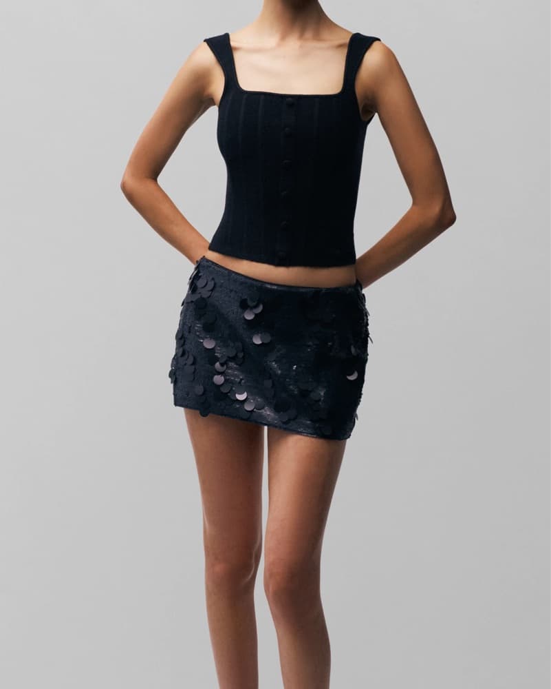 Guizio Low Rise Paillette Sequin Skirt - Image 2