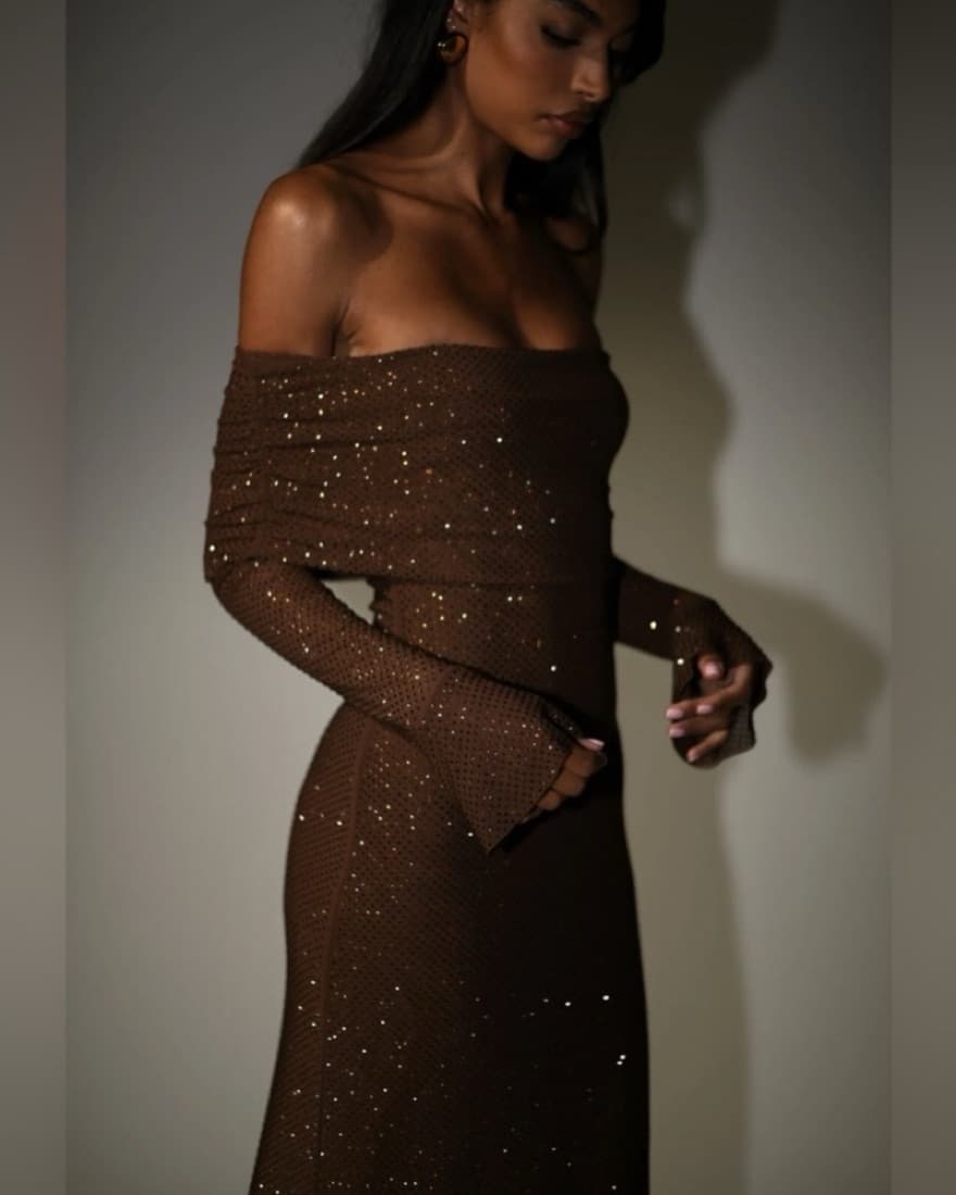 Marcel Off Shoulder Diamante Maxi Dress  - Image 3