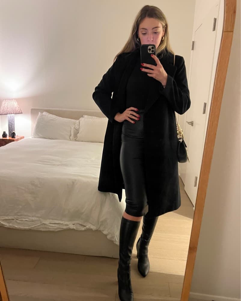 Sleek Black Leather Midi Skirt - Image 4