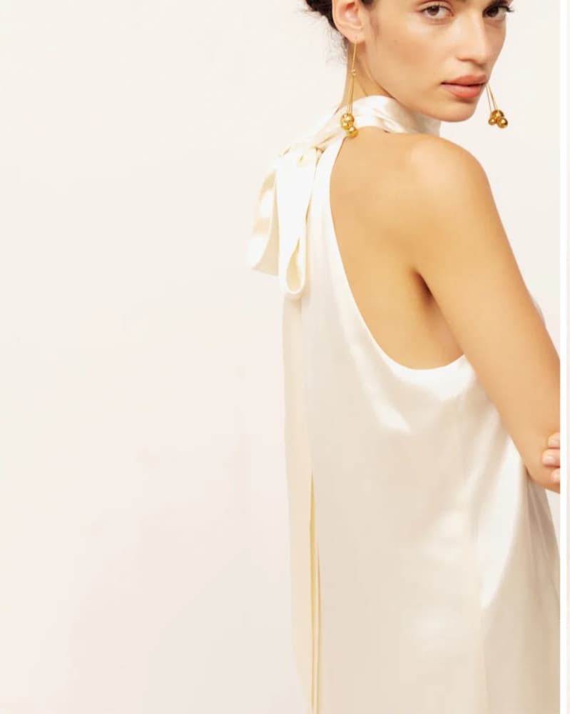 Reformation White Silk Mini Dress - Image 4