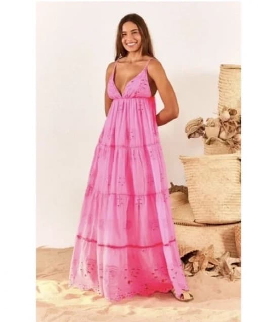 Farm Rio Neon Pink Embroidered Maxi - Image 2