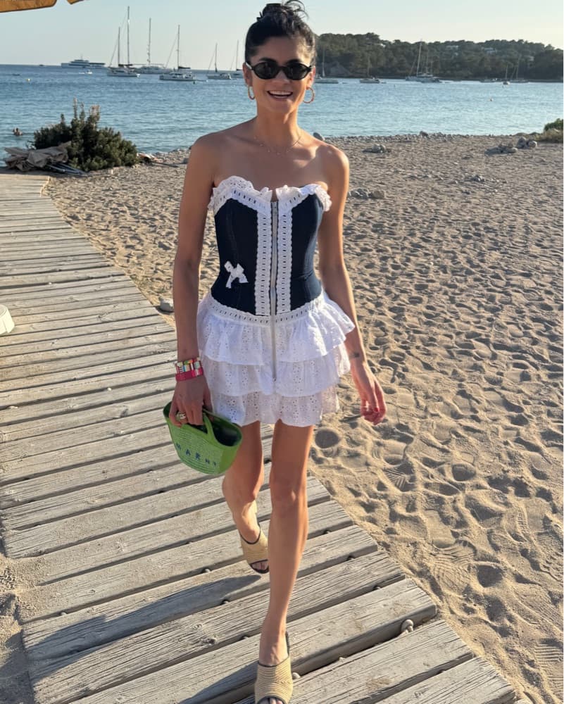 Denim Eyelet Corset Dress - Image 1