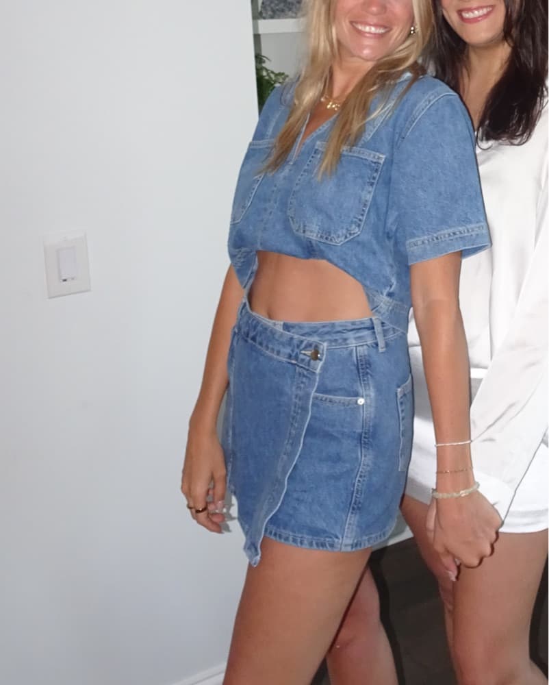 Zara Two Piece Denim Skort Set - Image 1