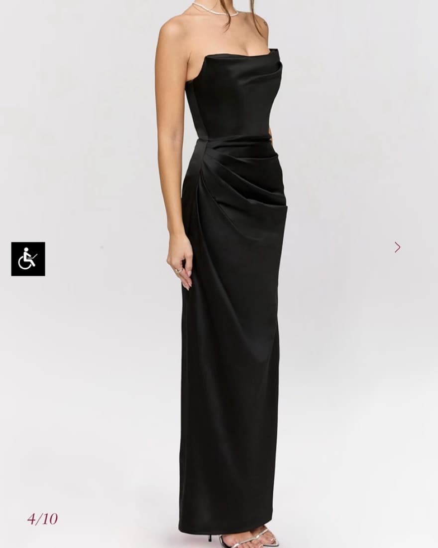ADRIENNE Black Satin Strapless Maxi - Image 2