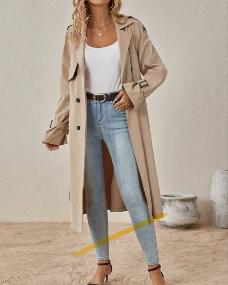 Chic Trench Coat with Belted Waist - Image 2
