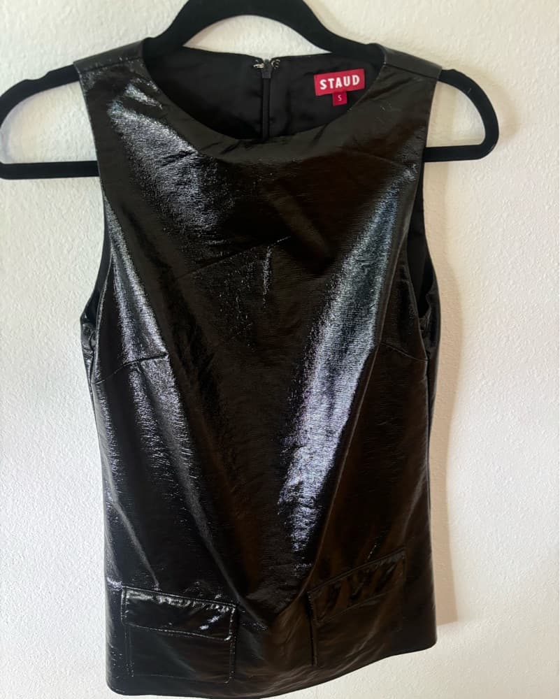 Staud Faux Leather Dress - Image 1