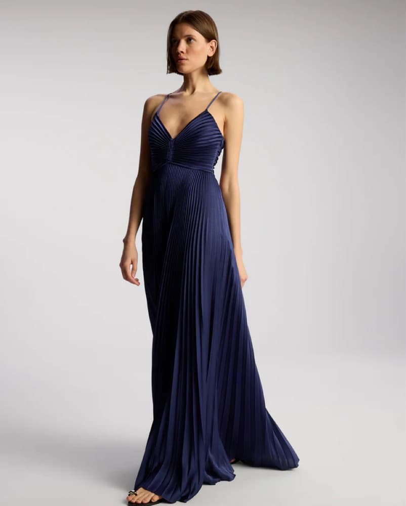 A.L.C. Aries Satin Pleated Dress - Image 1