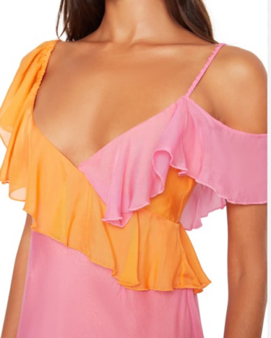 Guizio Asym 100% Silk Ruffle Dress - Image 3
