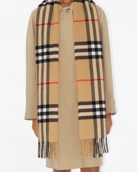 Fringed Burberry Cashmere Scarf - Image 1