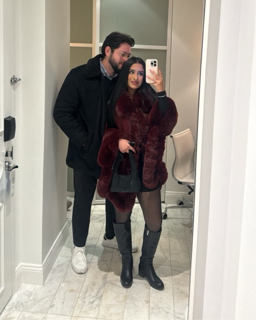 Chic and Stylish Red Faux Fur Coat - Image 2