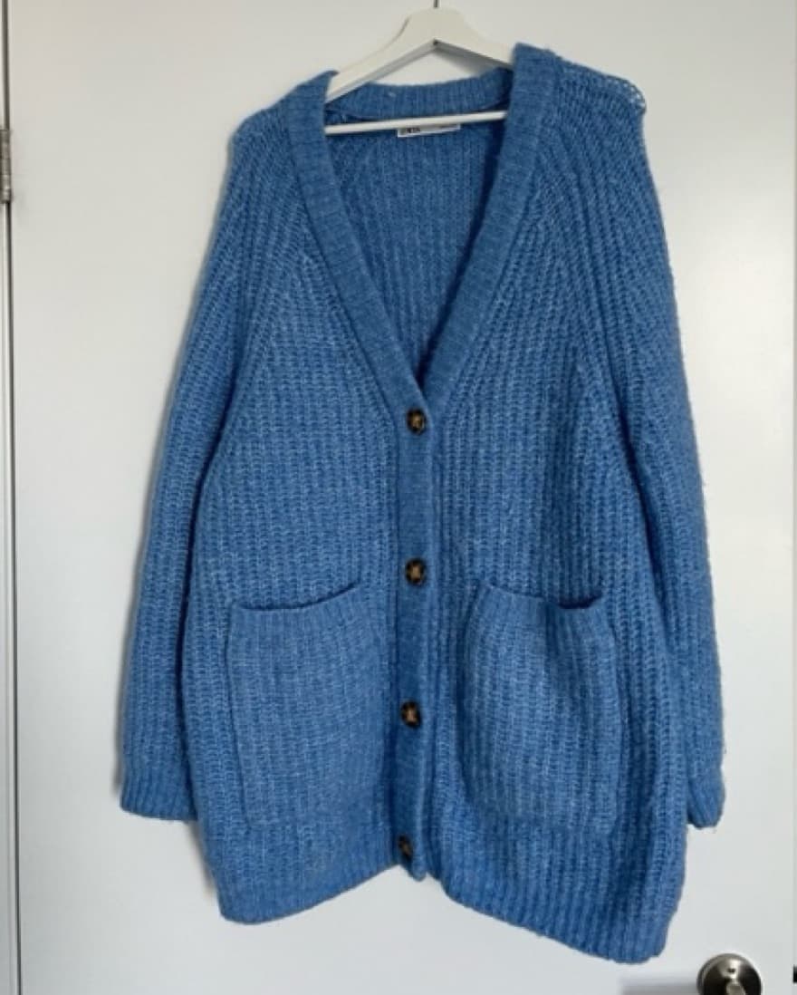 Zara Knit Blue Oversized Cardigan - Image 4