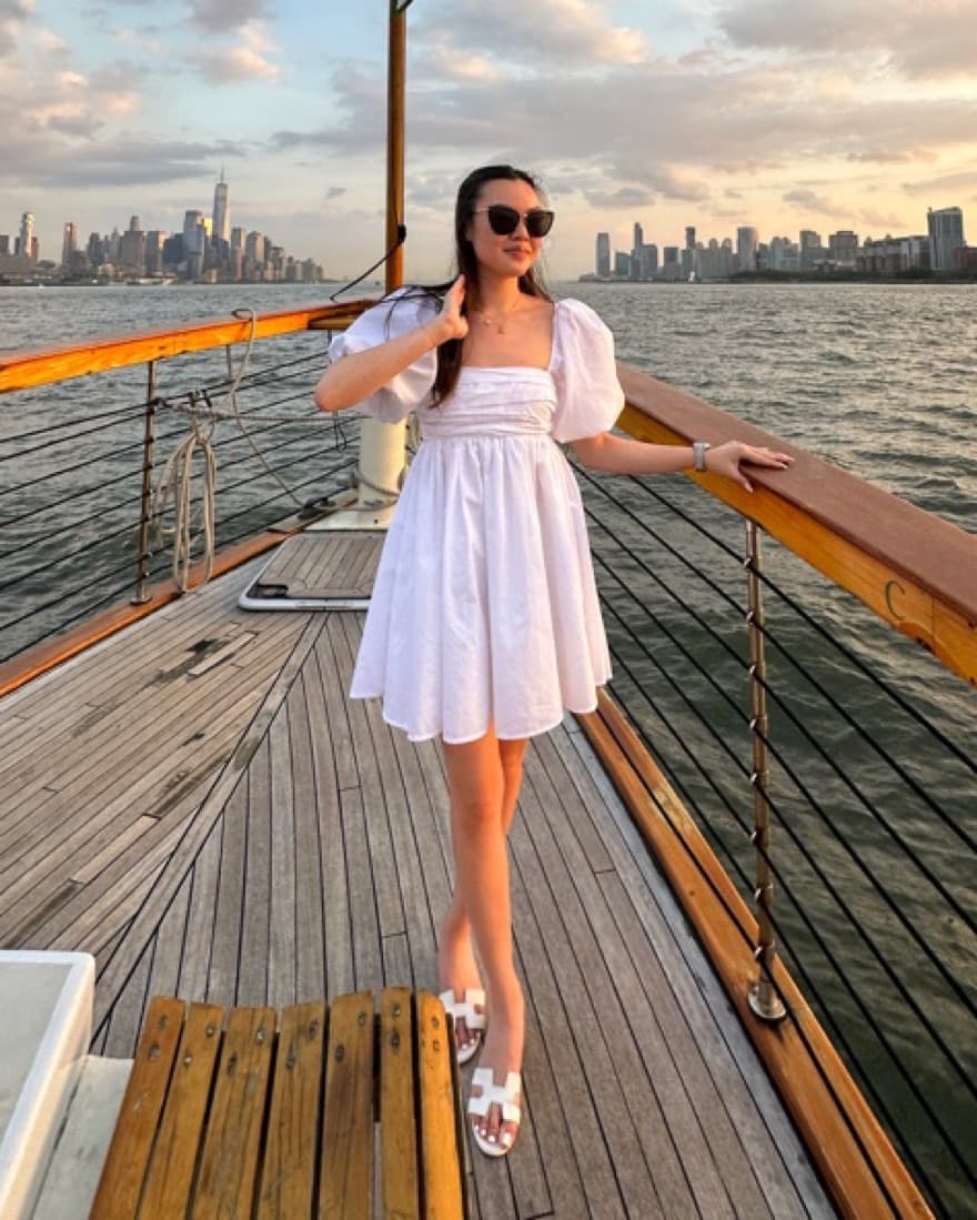 White Mini Dress W/ Puffy Sleeves - Image 1