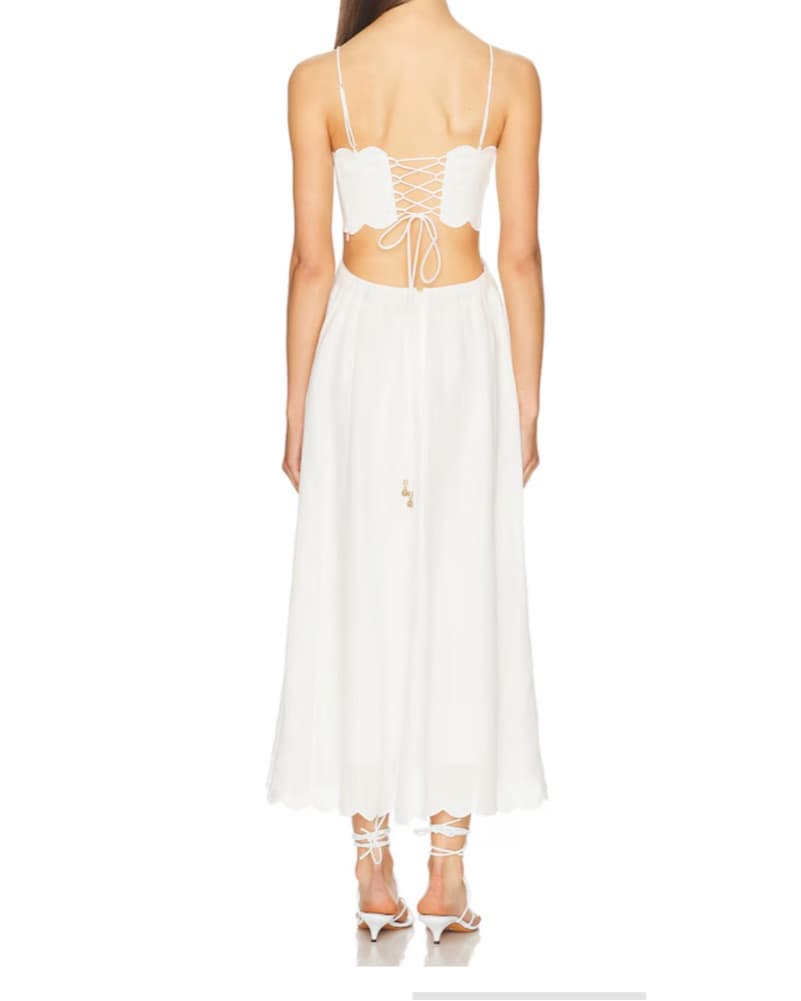 Zimmermann White Scalloped Linen Dress - Image 3