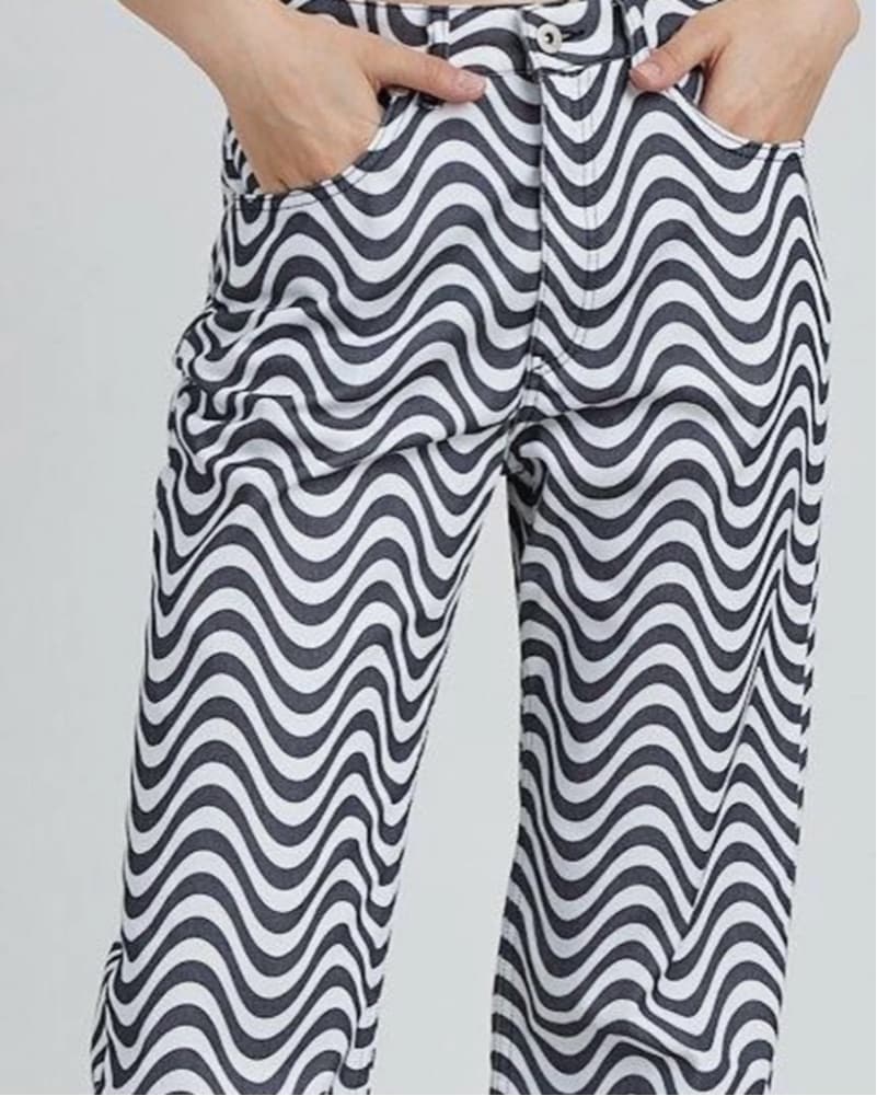 RAGGED black and white wavy jeans  - Image 1