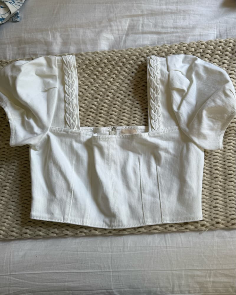 Cinq A Sept White braided Jean Top - Image 1