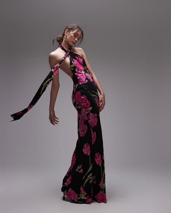 Topshop Black Floral Dress - Image 1