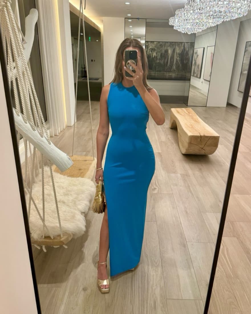Bright Blue Sleeveless Maxi Dress - Image 3