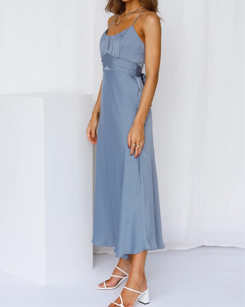 Disty Blue Satin Midi - Image 3