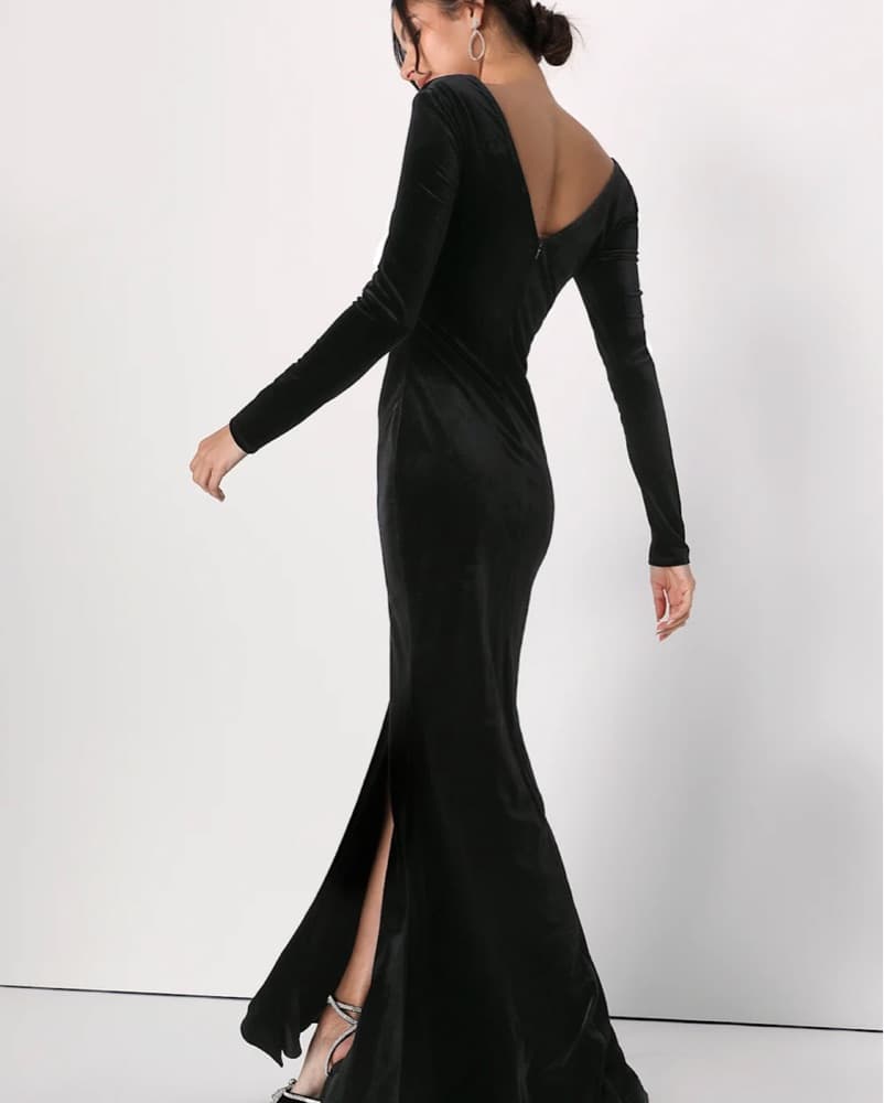 Lulus Cut Out Bow Velvet Maxi Dress - Image 3