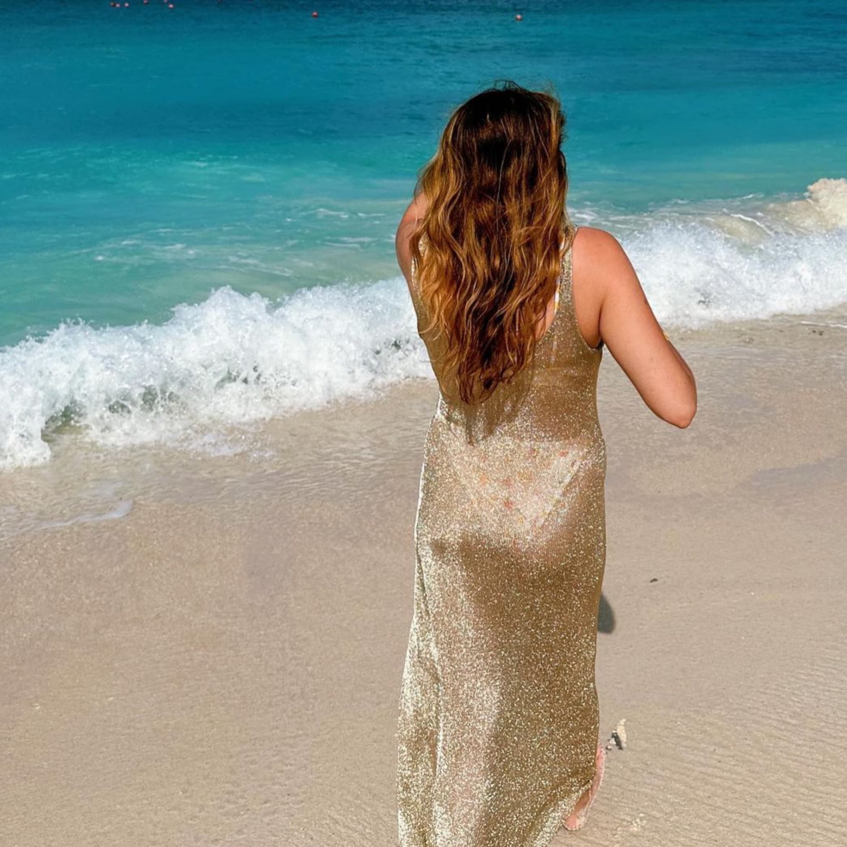 Gold Sheer Dress - Image 2