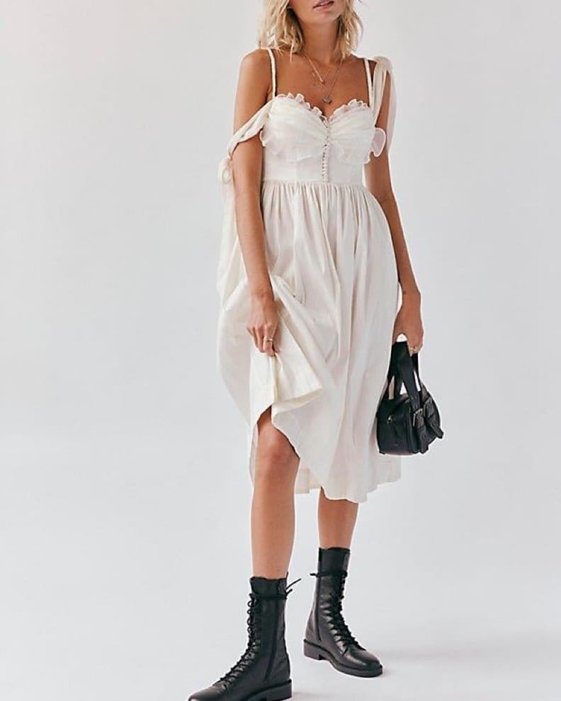 Off-White Ruffle Midi Dress - Image 4