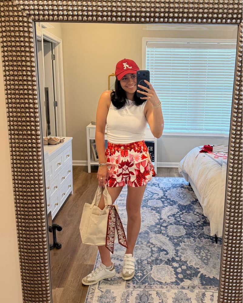 Farm Rio Red Floral Demin Shorts - Image 1