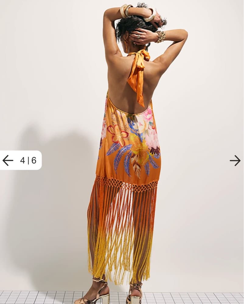 River Island Orange Fringed Halter Neck  - Image 3