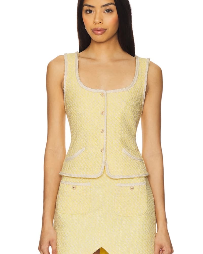 Chic Yellow Tweed Jacket - Image 1