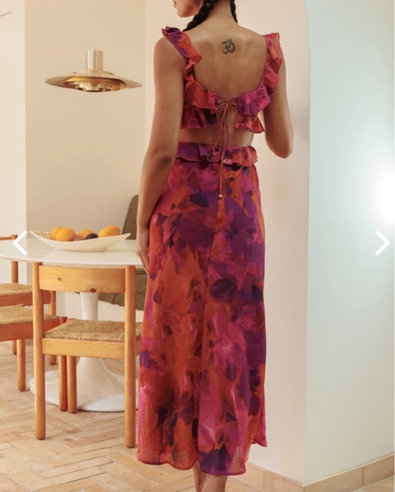 Ruffle Trim Maxi Dress Flowers  - Image 3