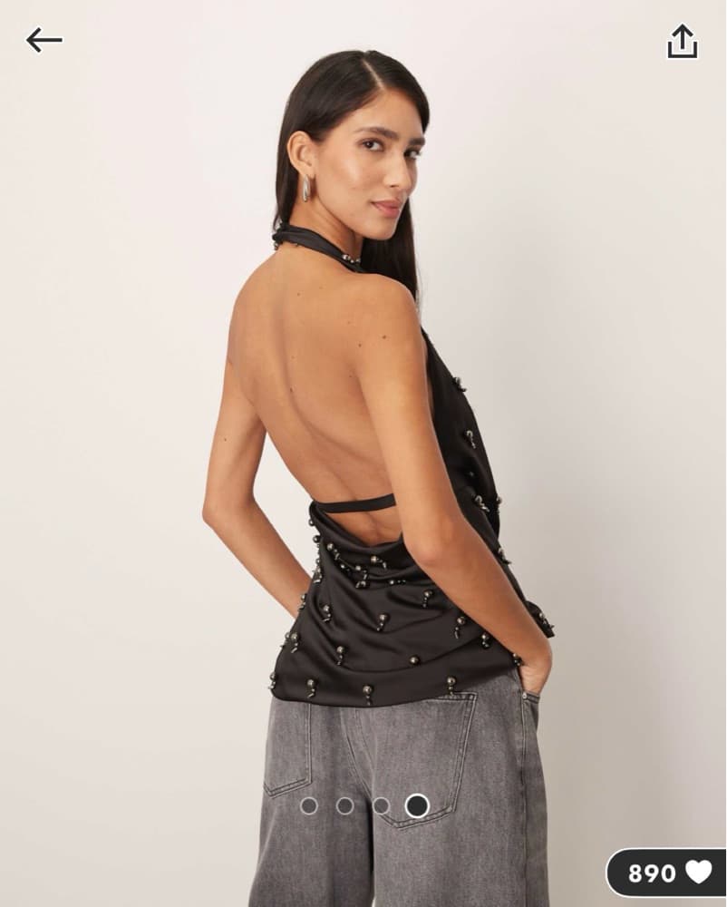 Asos ARRANGE Embelished Halter Top - Image 3