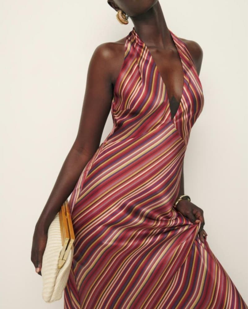 Reformation Daniela Silk Striped Dress - Image 5