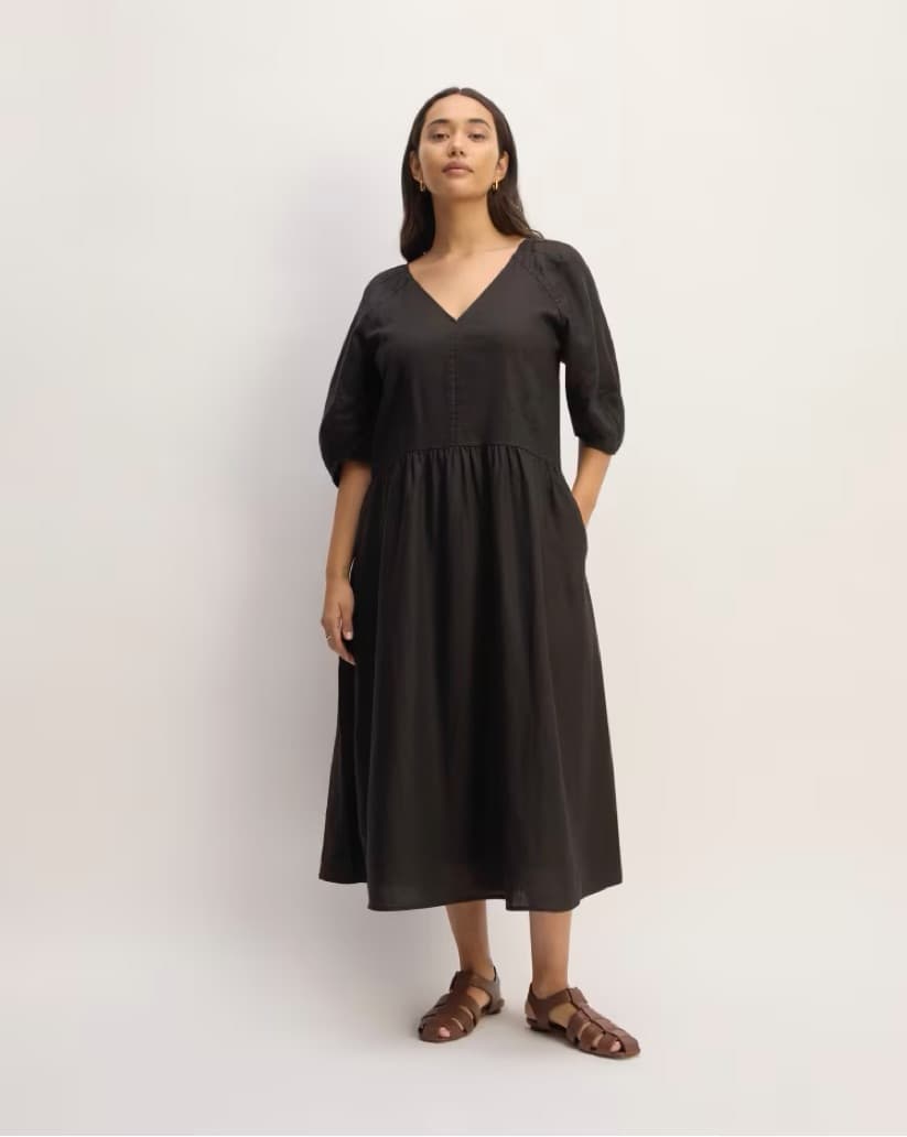 Everlane Linen Puff Sleve Dress - Image 1