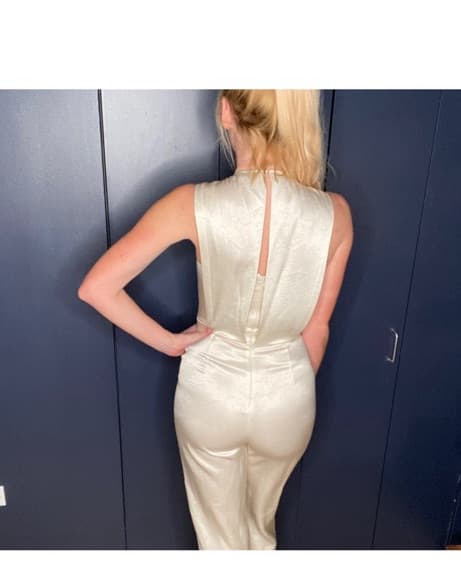 Theory Ivory Satin Jumpsuit - Image 2