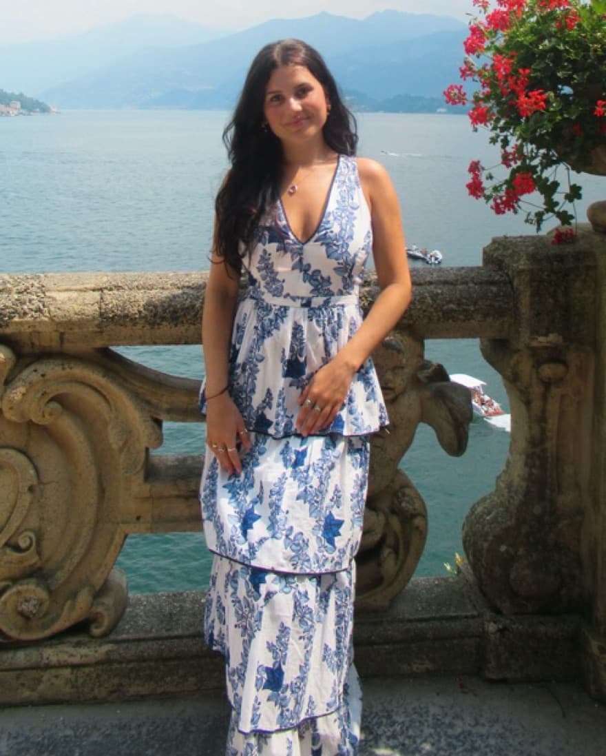 Boutique Blue floral tiered Dress - Image 2