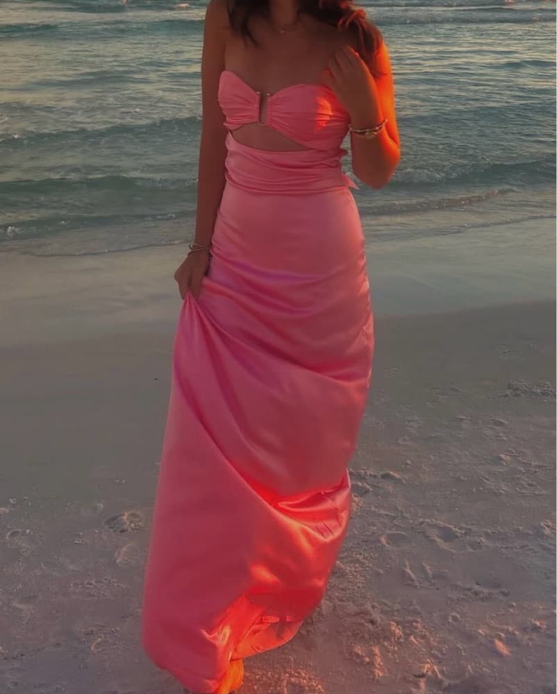 Pepper Pink Strapless Maxi Dress - Image 1