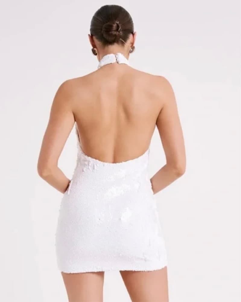 Sparkling Sequin Halter Dress - Image 4