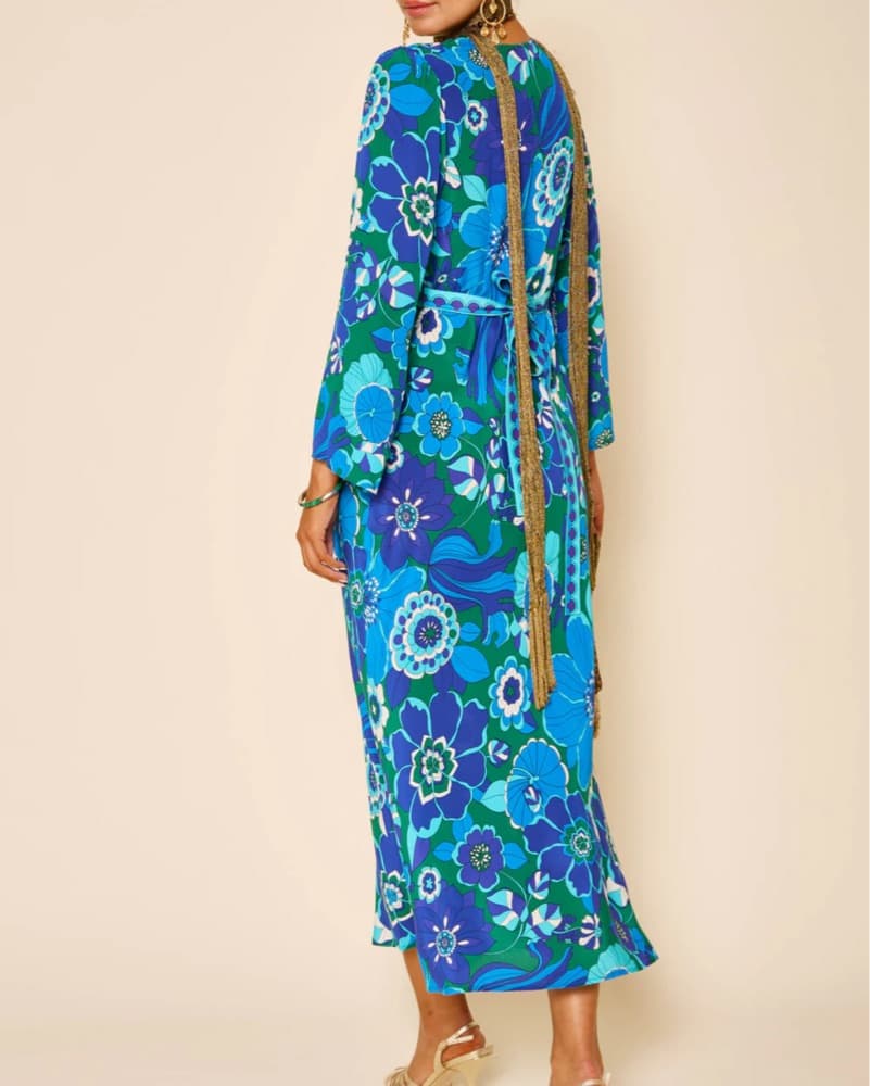 Rixo Tania Blue Silk Midi Dress - Image 3