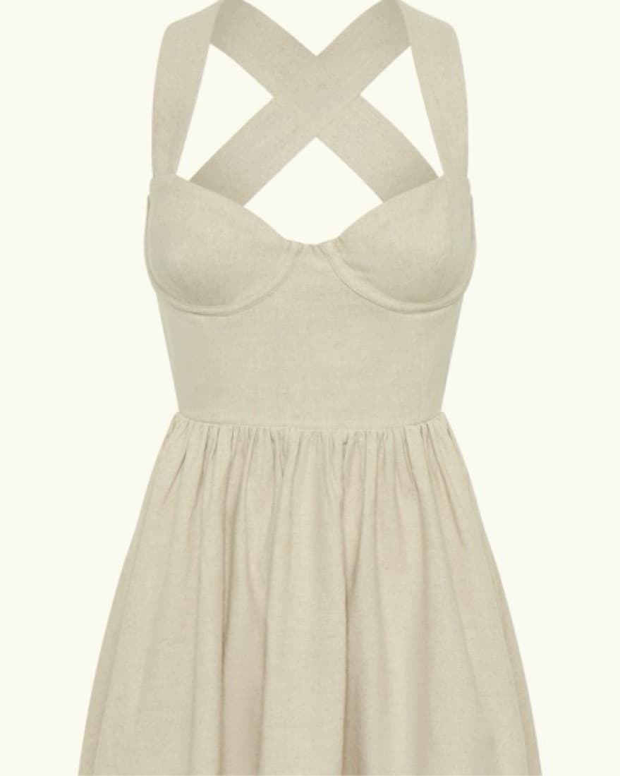 Tie Back Linen Mini Dress Meshki - Image 4