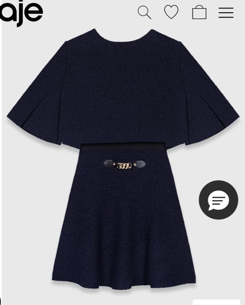 Maje 2 Piece Navy Dress & Cape  - Image 5