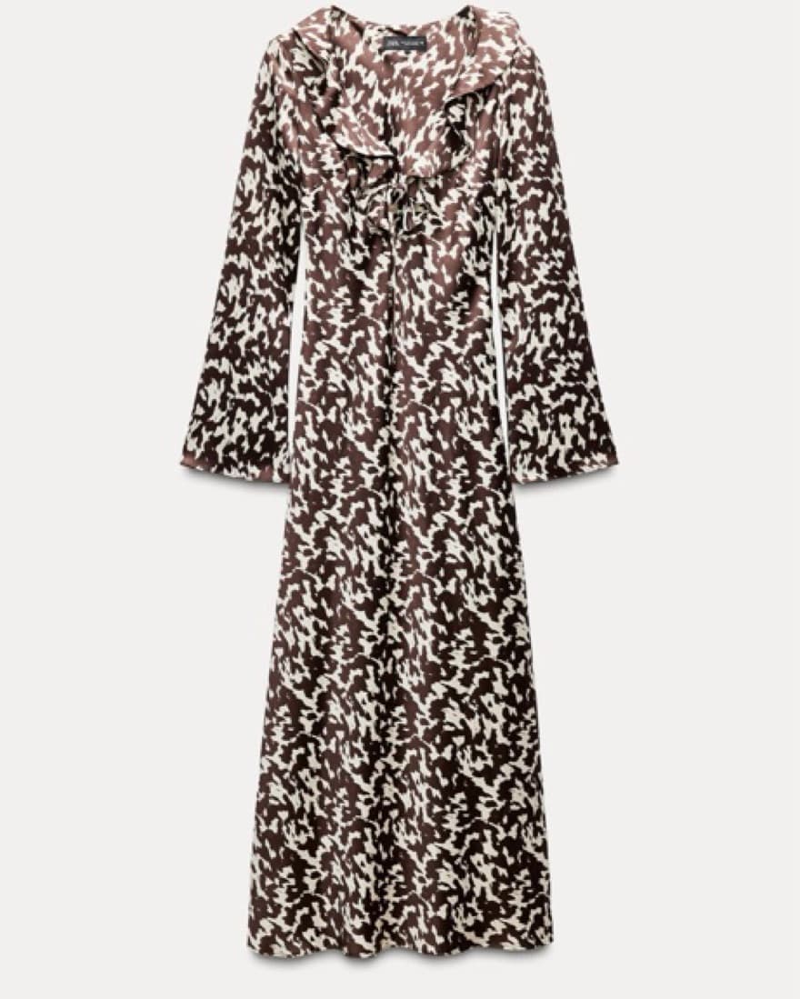 Zara Brown And White Pattern Maxi Dress - Image 1