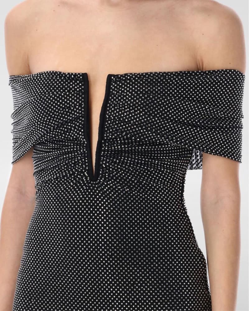 Self-Portrait Black Off Shoulder Dress - Image 3