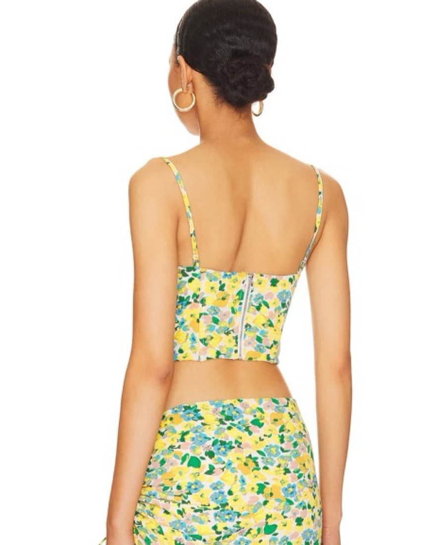 Kayla Corset Top in Yellow Floral - Image 4