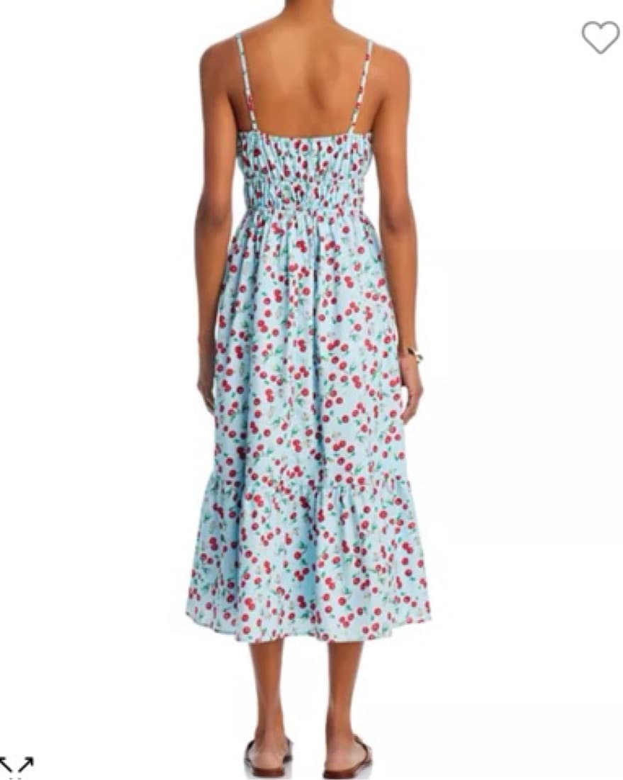 Aqua Cherry Print Midi Dress - Image 3