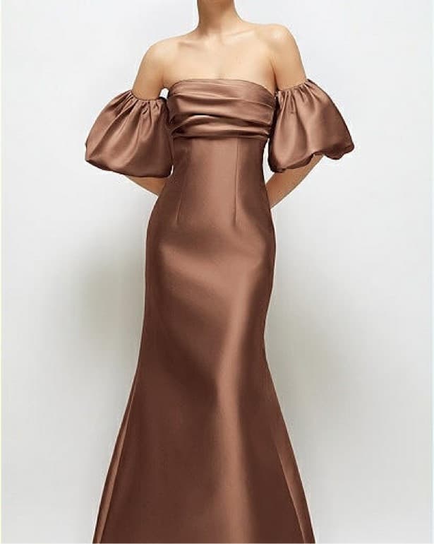 Dessy Group Brown Bridesmaid Maxi Gown - Image 1