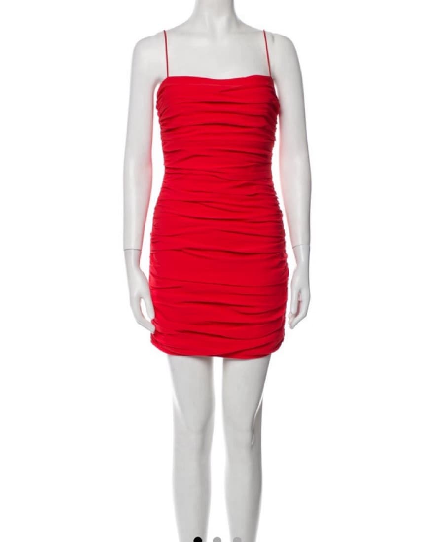 Cinq A Sept Red Ruche Mini Dress - Image 1